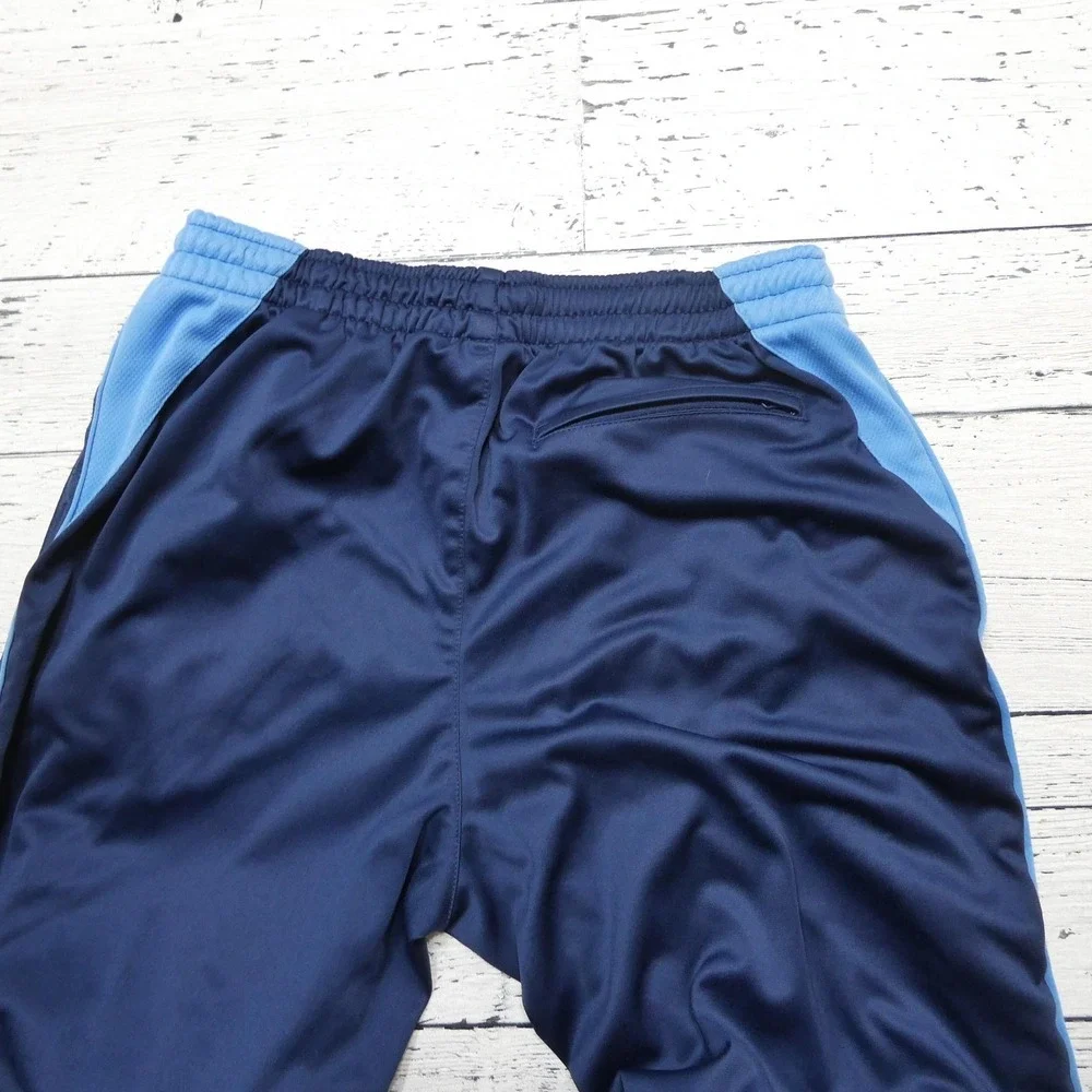 Starter‎ Track Pants Mens Medium Blue Knit Elastic Waist Zip Pocket Side Stripe
